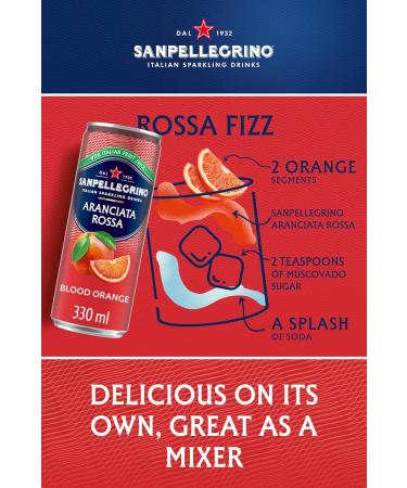  San Pellegrino San Pellegrino Sparkling Italian Canned Drinks with Sparkling Blood Orange 12 x 330 ml 69 kcals per can - Buy Online on GoSupps.com