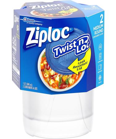 Ziploc Twist 'n Loc Medium Round Containers - Pack of 2 | Food & Travel Storage | Dishwasher Safe - Buy Online on GoSupps.com