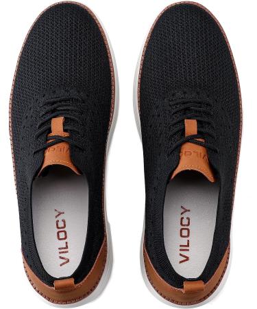 VILOCY Men's Mesh Dress Sneakers Oxfords Business Casual Shoes 7.5 Black - Stylish and Comfortable Business Shoes for Men - Buy Online on GoSupps.com