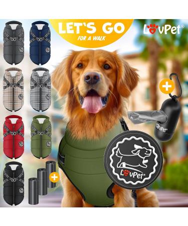 Buy LOVPET Dog Jacket & Coat - 45 Pieces Waterproof Padded Vest with Reflectors & D-Ring for Large Dogs - Khaki 2XL | International Shipping - Buy Online on GoSupps.com