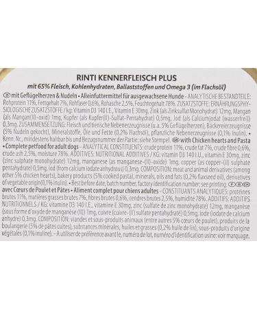 RINTI Kennerfleisch Poultry Hearts + Pasta | 9 x 300g | Premium Pet Food for Dogs | International Shipping Available - Buy Online on GoSupps.com