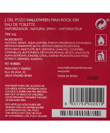 J. Del Pozo Halloween Man Rock On Eau de Toilette Spray 4.2 Ounce Lavender Lemon Rosemary 4.2 Fl Oz (Pack of 1) - Buy Online on GoSupps.com