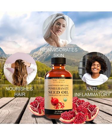 Organic Pomegranate Seed Oil 4oz - USDA Certified, Cold Pressed, Hexane-Free | Antioxidant-Rich Oil for Hair Rejuvenation and Skin Elasticity by Mary Tylor Naturals - Buy Online on GoSupps.com
