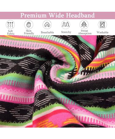 MuForu Wide Headbands for Women - Boho Style Knotted Turban Headbands - Non Slip Hair Accessories for Yoga & Workout - 3 Pack Striped Design - Buy Online on GoSupps.com