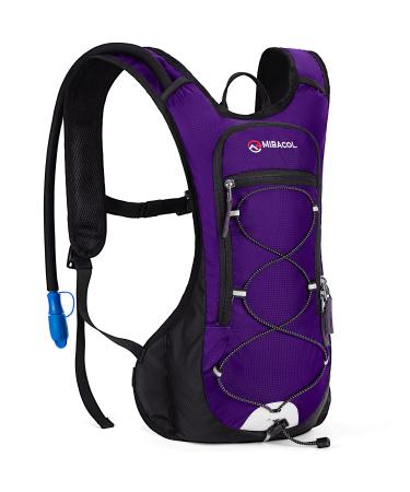 MIRACOL Hydration Pack Water Backpack: Water Pack with 2L Water Bladder for Men Women Kids - Insulated Hydration Backpack Hydropack Bagpack for Running Biking Cycling Hiking Rave Festival MTB Riding Purple