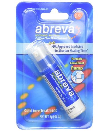 Abreva Cold Sore/Fever Blister Treatment, Pump 0.07 oz (2 g) (Abreva Pump)