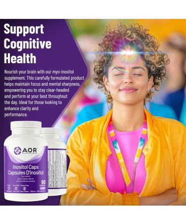 AOR Inositol Caps 500mg 90 Capsules - Myo-Inositol Supplement for Mental Well-Being & Cognitive Support - Promotes Healthy Brain Function & Cell Communication - Supports Women's Hormonal Balance 90 count (Pack of 1) - Buy Online on GoSupps.com