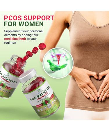 Saw Palmetto Gummies (60 Chews) - Prostate & Hormonal Balance Supplement - DHT Blocker for Hair Growth - PCOS & Urinary Tract Support - Gluten-Free & Vegan - Buy Online on GoSupps.com