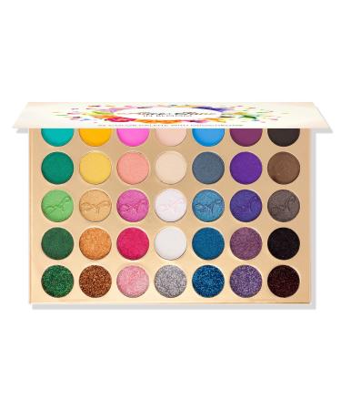 Alice+Jane 35 Color High Pigment Eyeshadow Palette with Glitte  Cream & Duochrome In Bloom