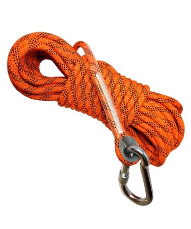 Woodland Home Magnet Fishing Rope with Oval Connector, 2000LB Pulling Forces, 8mm Thick, 52 FT, Durable Quality Rope for Fishing Magnet, camping, Boating, Outdoor & Indoor Use, Bright Orange