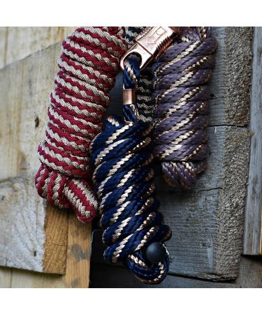 Leadership Horse Start Hardrosis Gold PP 2m Trick Rope - Panic Hooks Carabiner Hooks for Horses Ponies Donkeys & Goats | Marine Blue/Rose Gold - Buy Online on GoSupps.com