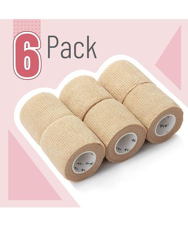 Mr. Pen Self Adhesive Bandage Wrap 6 Pack - Skin Colored - 2 x 5 Yards - Cohesive & Elastic Medical Wrap - Buy Online on GoSupps.com