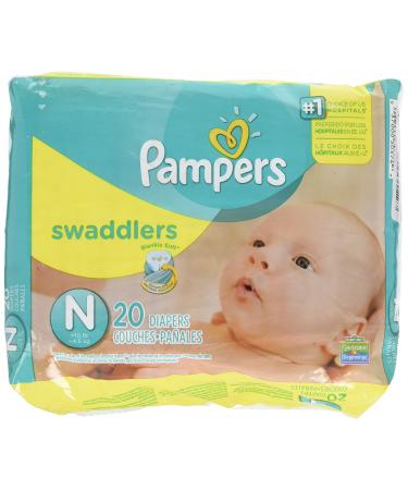 Pampers Swaddlers Diapers, Newborn (Up to 10 lbs.), 20 Count 20 Count (Pack of 1) Old Version