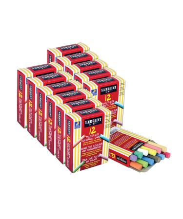 Sargent Art 144 Assorted Colors Dustless Chalk Sticks, 12 Count (Pack of 12), Non-Toxic, Easy to Use