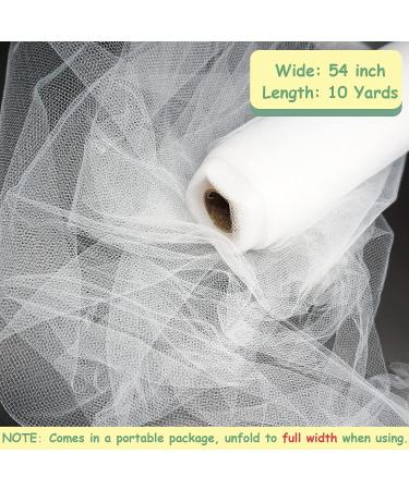 Ableme Deco White Tulle Fabric Roll - 54 Inch x 10 Yards (30 ft) for Wedding Decoration, Tutu Skirt, Gift Wrapping - Soft & Drape - White - Buy Online on GoSupps.com
