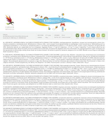 BIO PACK Carnium Botanicals Kids Biotic Probiotics for children with vitamin C powder Culture complex for intestinal flora & immune system Vegan 100 g - Buy Online on GoSupps.com