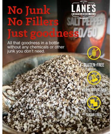Lane's BBQ Salt and Pepper 50/50 Coarse Ground Bulk Spices - Gluten-Free 12.5oz Bottle - Buy Online on GoSupps.com