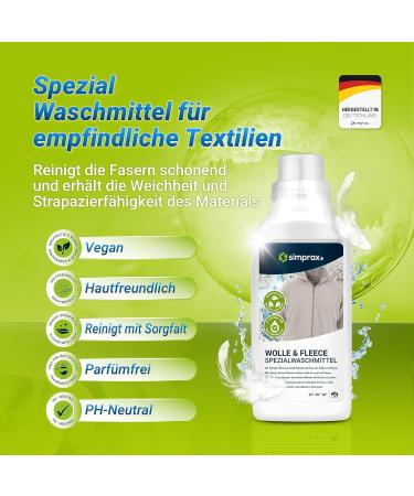 Simprax Fleece & Wool Detergent - Plant-Based Skin-Friendly 500ml | Softens Merino & Cashmere - Buy Online on GoSupps.com