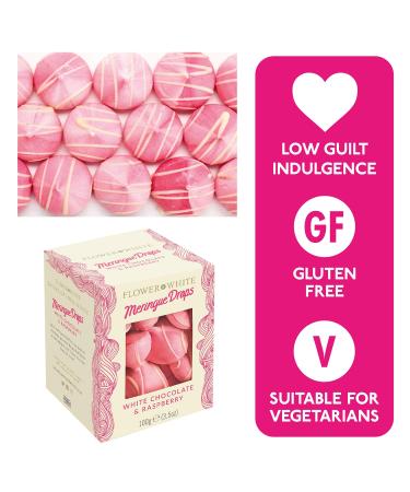 Flower & White White Chocolate Raspberry Meringue Drops 100g