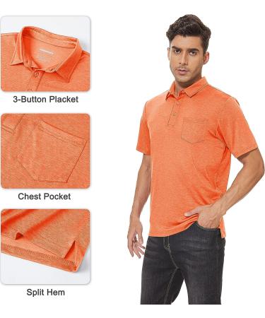 MAGCOMSEN Men's Polo Shirt - Orange, XX-Large | Quick Dry Collared Golf Shirt - Buy Online on GoSupps.com