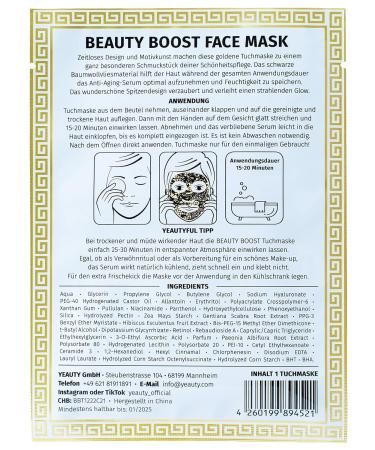 Yeauty Beauty Boost Tuchmask - Gold Foil & Cotton Layer for Perfect Complexion | 1 Piece Black/Gold | Smooth & Enhance Your Skin - Buy Online on GoSupps.com