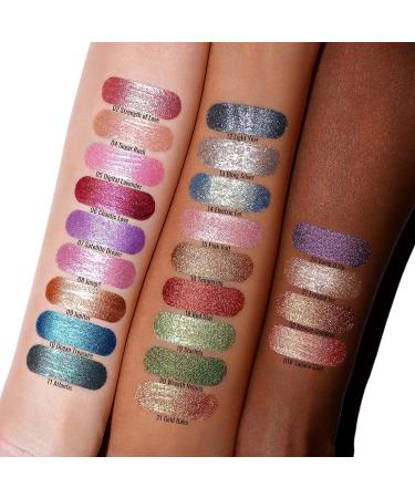 Oulac Liquid Glitter Eyeshadow Pink Eyeshadow Shimmer Eyeshadow & Eyeliner | Sheer Warm Beige with Lime and Pink Sparkle Blendable Eye Make-up Crease Resistant Vegan 5.4g Sugar Rush (04) - Buy Online on GoSupps.com