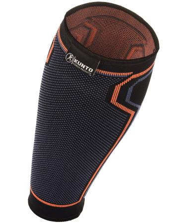 Calf Compression Sleeve by Kunto Fitness (Single Sleeve) Improve Blood Circulation & Reduce Leg Swelling & Shin Splint Superior Fit (Large) Large multicolour