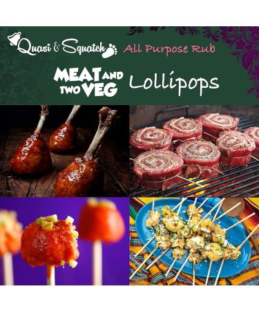 Quasi & Squatch Meat & Two Veg BBQ Rub - Premium Seasoning for Char Grill Dishes | Savoury Meaty & Smoky Spice Blend - Large 220g Jar - Buy Online on GoSupps.com