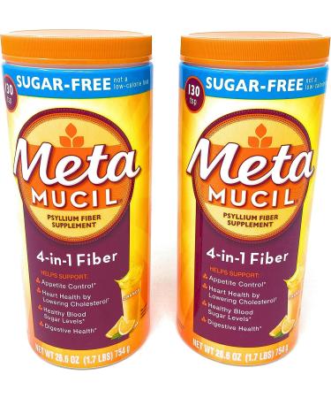Metamucil Sugar Free Fiber Supplement, Orange Smooth, 260 Servings, 1.7 lb (Pack of 2) - Buy Online on GoSupps.com