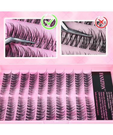 FANXITON Self Adhesive Lash Clusters | Natural Waterproof Wispy & Cat Eye Lashes - 180 pcs C Curl No Glue - Buy Online on GoSupps.com