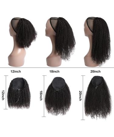 Kinky Curly Ponytail Human Hair Drawstring Ponytail for Black Women 12A Brazilian Virgin Human Hair 4C Curly Ponytail Extension Natural Black 16 Inch 150g 16 Inch Natural Black Kinky Curly Ponytail - Buy Online on GoSupps.com