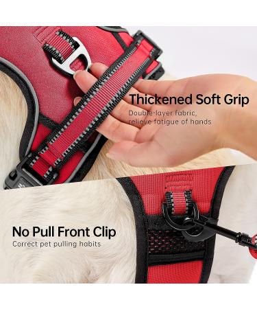 Nestroad XL Anti-Pull Dog Harness & Leash Set for Large Dogs - Red | Adjustable Neck 43-64cm & Chest 53-89cm - Buy Online on GoSupps.com