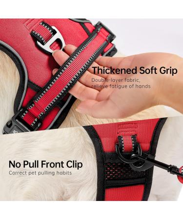 Nestroad Red Dog Harness for Medium-Sized Dogs - Anti-Pull Safety Belt Padded Comfort Size M (Neck 33-43cm Chest 43-64cm) - International Shipping Available - Buy Online on GoSupps.com