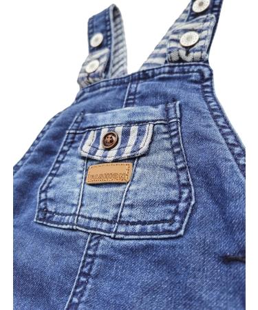KIDSCOOL SPACE Baby Girl Flower Embroidered Denim Overalls | Washed Cotton | 18-24 Months | Blue - Buy Online on GoSupps.com