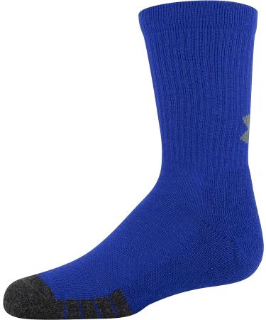 Under Armour Youth Performance Tech Crew Socks - 3 Pack Royal Assorted - Small - Buy Online on GoSupps.com