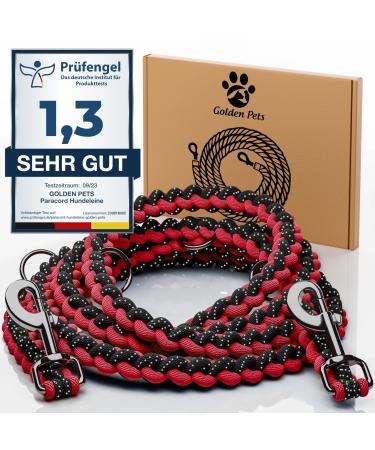 Test grade: very good - dog leash reflecting i 2m adjustable weatherproof & tearproof up to 250 kg i paracord Kleine Umh ngeleine I small - large dogs red - black 2 m dogs from 15 kg