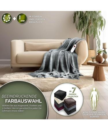 Sinnlein Heating Ceiling Blanket 180x130cm - T V S d GS Certified Electric Blanket with Timer 9 Heat Levels & Washable Design - Cuddly Light Gray - Buy Online on GoSupps.com