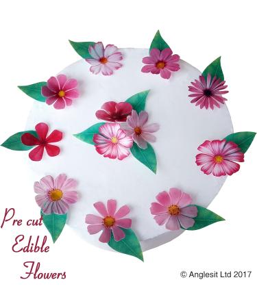Beautiful Pink Flower Cake Decorations - Pre-Cut Edible Rice Wafer Paper for Cupcakes Desserts & Events - Ideal for Birthdays Weddings & Baby Showers - Buy Online on GoSupps.com