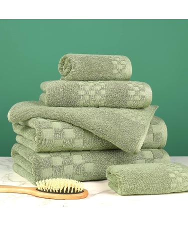 DIAOJIA Soft Cotton Bath Towels 6 Piece Set - Anti-Odor Family Towels | Highly Absorbent & Quick-Drying Spa Towel for Bathroom - 2 Bath, 2 Hand, 2 Washcloth (Green) - Buy Online on GoSupps.com