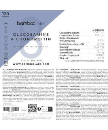 Bamboo Labs Glucosamine Joint Capsules with Chondroitin MSM & Boswellia | 120 Anti-Inflammatory Capsules for Joint Pain Relief - Buy Online on GoSupps.com