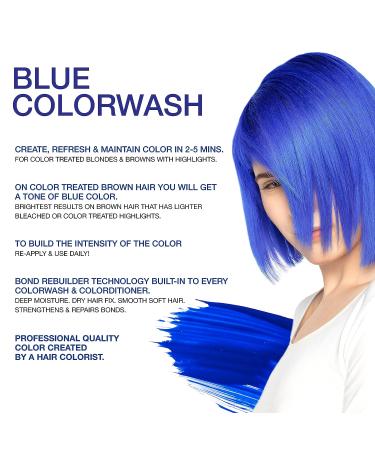 Celeb Luxury Colorwash Blue Shampoo + Bondfix Bond Rebuilder - Vegan Semi Permanent Hair Color - Buy Online on GoSupps.com