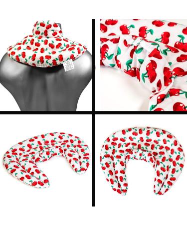 2-in-1 Neck Pillow with Stand-Up Collar - Cherry-White Linseed Heat & Cold Therapy - Buy Online on GoSupps.com