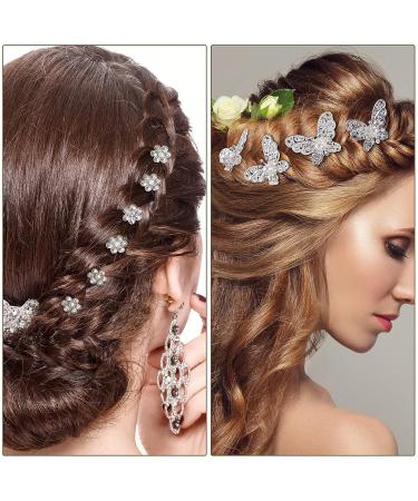 OIIKI 20 PCS Wedding Bridal Hair Pins - Pearl Butterfly & Rhinestone Flower U Shape Clips for Women & Girls - Buy Online on GoSupps.com