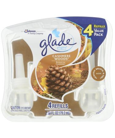 Glade Plugins Scented Oil Air Freshener Refill Cashmere Woods 2.68 Oz 4 Ct