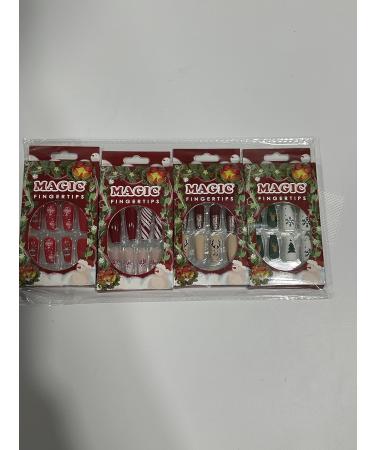 96 Piece Christmas Coffin False Nails | Ebanku Acrylic Press-On Nail Kits with Glue Tabs & Holiday Designs - Buy Online on GoSupps.com