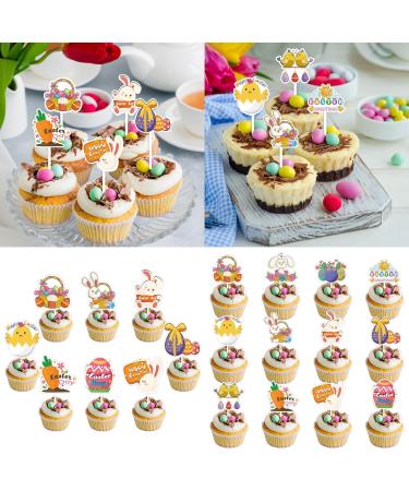 Easter Day Decorations for Easter Party Supplies - Including Glitter Cake Topper Cupcake Topper Easter Day Theme Paper Straws & Cupcake Decoration - Buy Online on GoSupps.com
