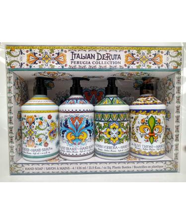Combo Set 4  Italian Deruta Hand Soap Collection 21.5 FL OZ Each  lavender  lemon verbena  sweet orange & olive thyme