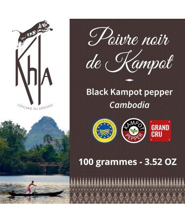 Khla - Organic Kampot Black Pepper - Peppercorns 100g - Traditional Palm Leaf Gift Box - Grand Cru Rare - Ingr - Buy Online on GoSupps.com