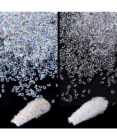 11520 Pieces Mini Crystals Pixie Nail Art Rhinestones 1.2 mm DIY Crystal Gems Stones Glass Sand Rhinestones for Nail Art Home Beauty Salon Decoration Favors