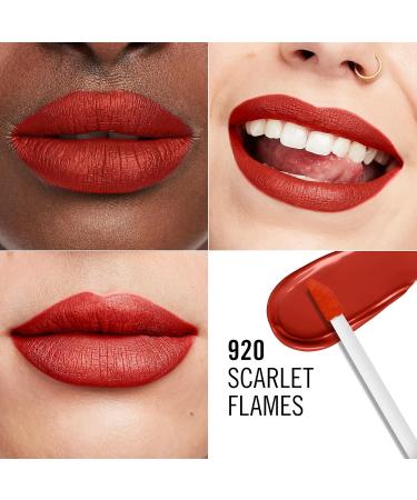 Rimmel London Lasting Mega Matte Liquid Lipstick Long-Lasting Hydrating Vegan Formula - 920 - Scarlet Flames 7.4ml - Buy Online on GoSupps.com